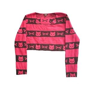 NWOT WidoW Cat and Bones Striped Crop Sweater